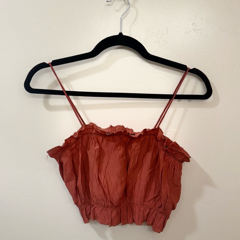 Rust Red Ruffled Women's Top